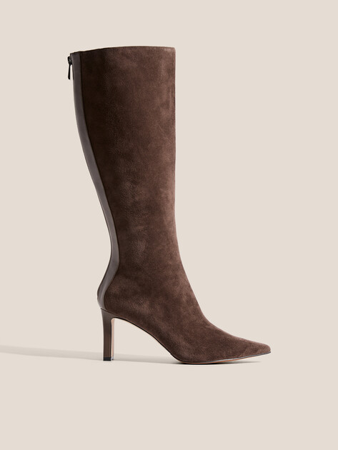 На фото: сапоги с острым носом TENDANCE из натуральной замши и кожи, артикул 4786536 (магазин Rendez-Vous)
